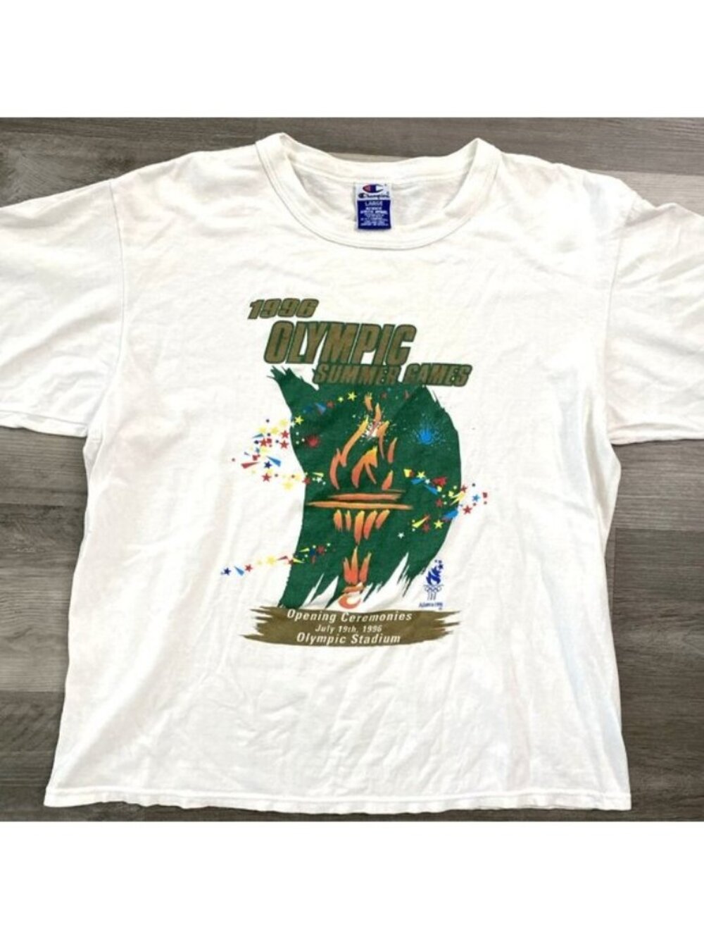 Champion 100% Cotton 1996 Summer Olympics Opening Ceremony T Shirt VTG Sz Large